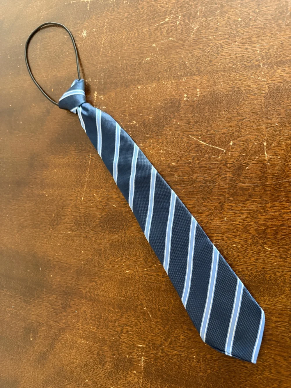 Set of 2 Boys Striped Black and White Tie + Dark/Light Blue Stripes Ties 4-6yo